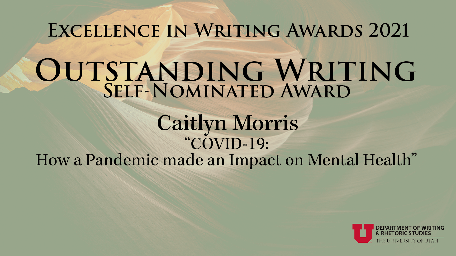 Excellence in Writing Awards — April 2021 - Department of Writing