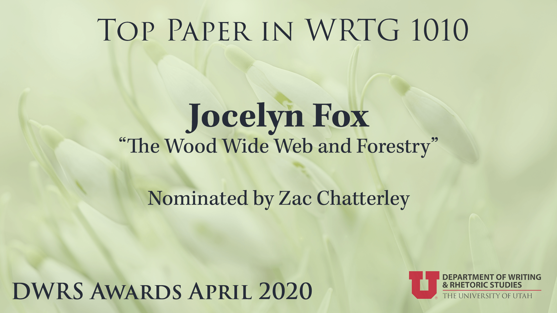 Top Paper in WRTG 1010