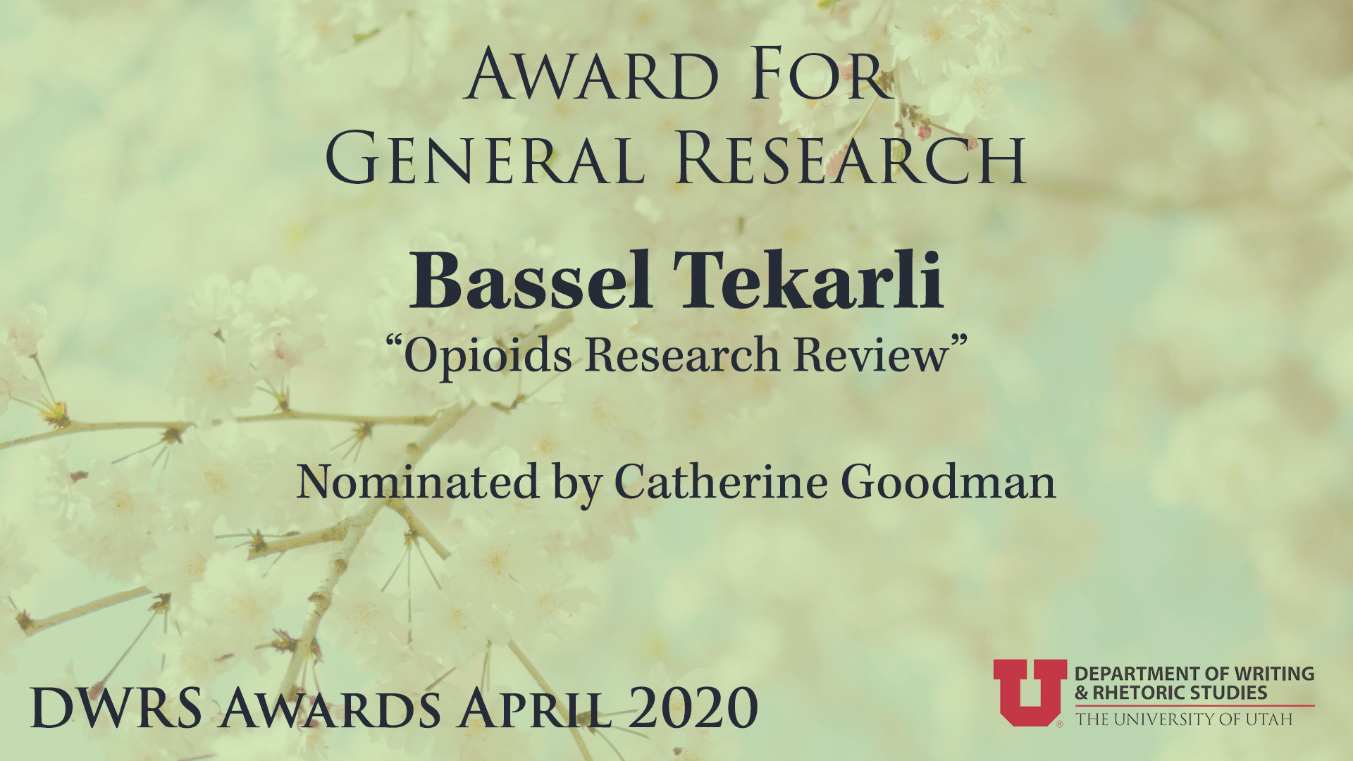 Award for General Research — Bassel Tekarli