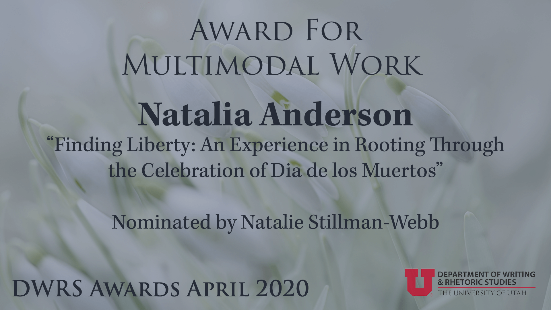 Award for Multimodal Work — Natalia Anderson