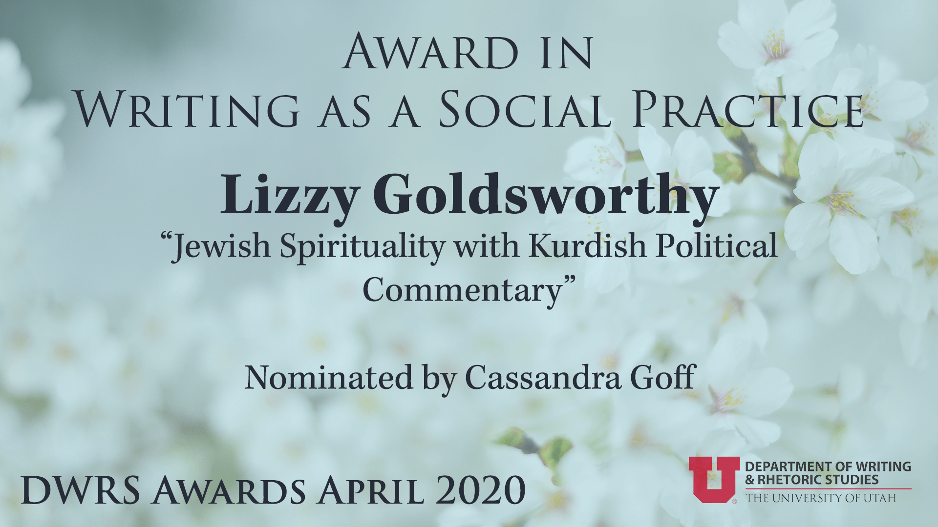 Award in Writing as a Social Practice — Lizzy Goldsworthy